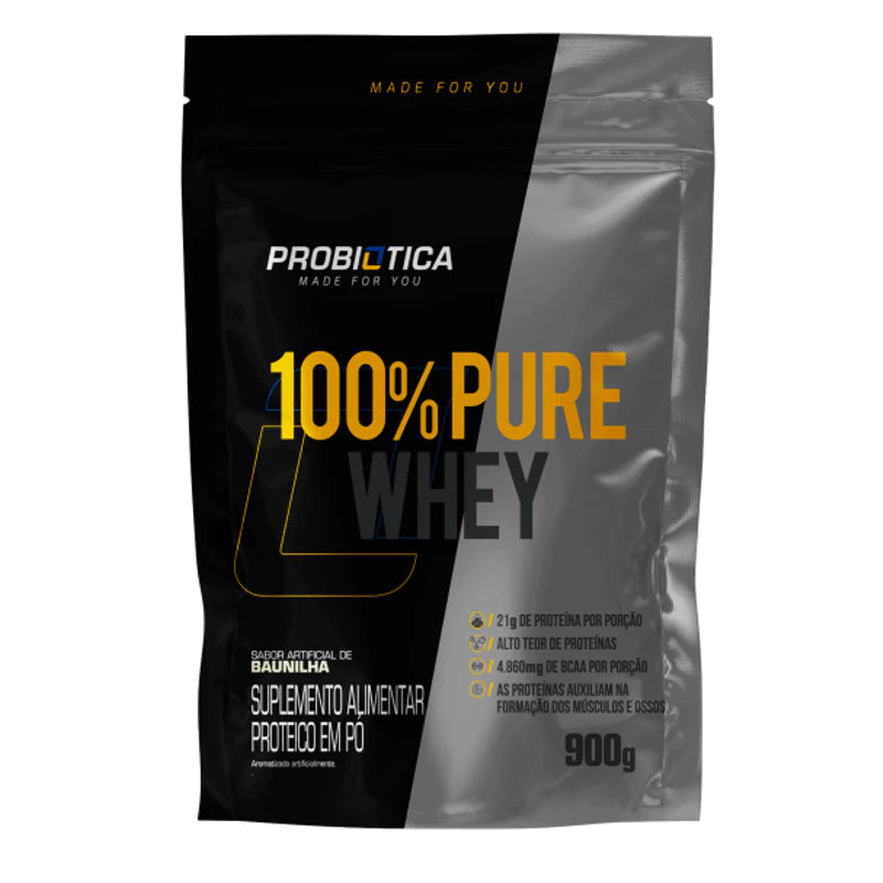 100% Pure Whey Refil 900g Probiótica - Whey Protein Concentrado